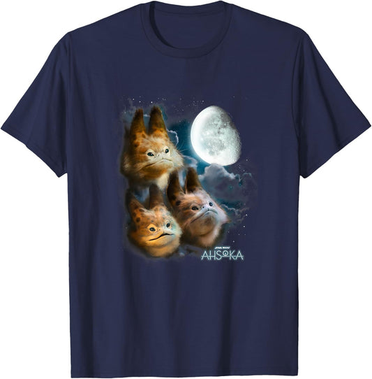 Star Wars: Ahsoka Loth-Cat Cloudy Galactic Trio Portrait T-Shirt - T-Shirt | Navy