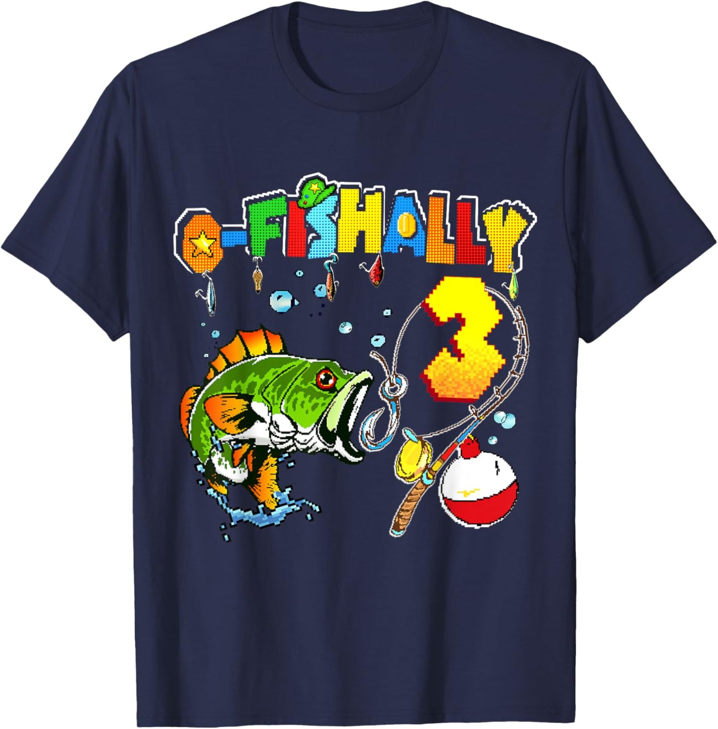 O’fishally 3 Kids 3rd Birthday Theme For Boys And Girls T-Shirt - T-Shirt | Navy