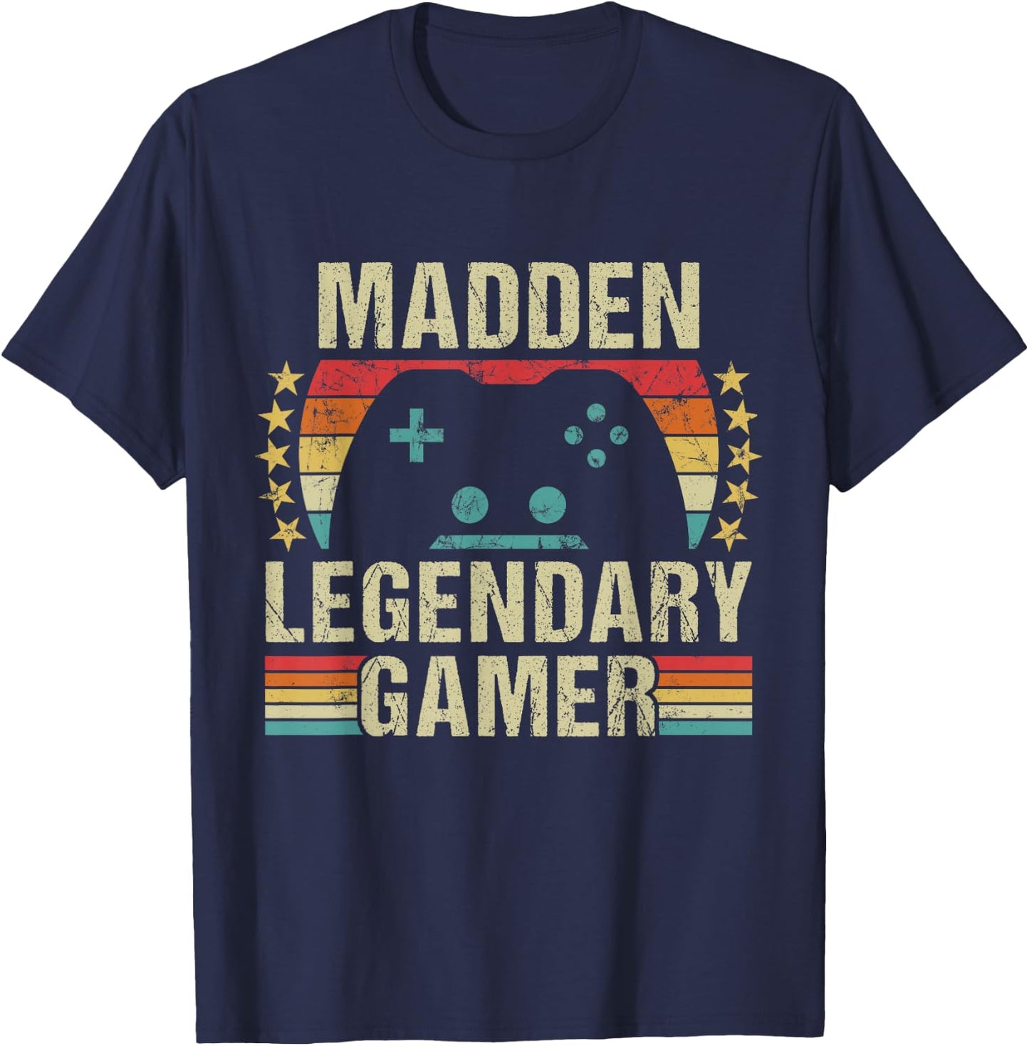 Madden Gamer Retro Gaming Vintage Game Personalized 70s T-Shirt - T-Shirt | Navy