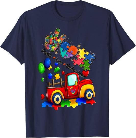 It's Ok To Be Different Autism Awareness Trucks Women Kid T-Shirt - T-Shirt | Navy