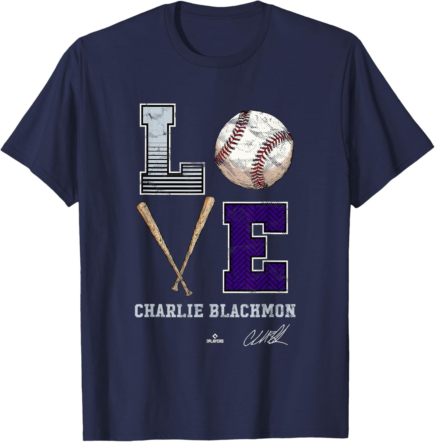 Love Charlie Blackmon Charlie Blackmon Colorado MLBPA T-Shirt - T-Shirt | Navy