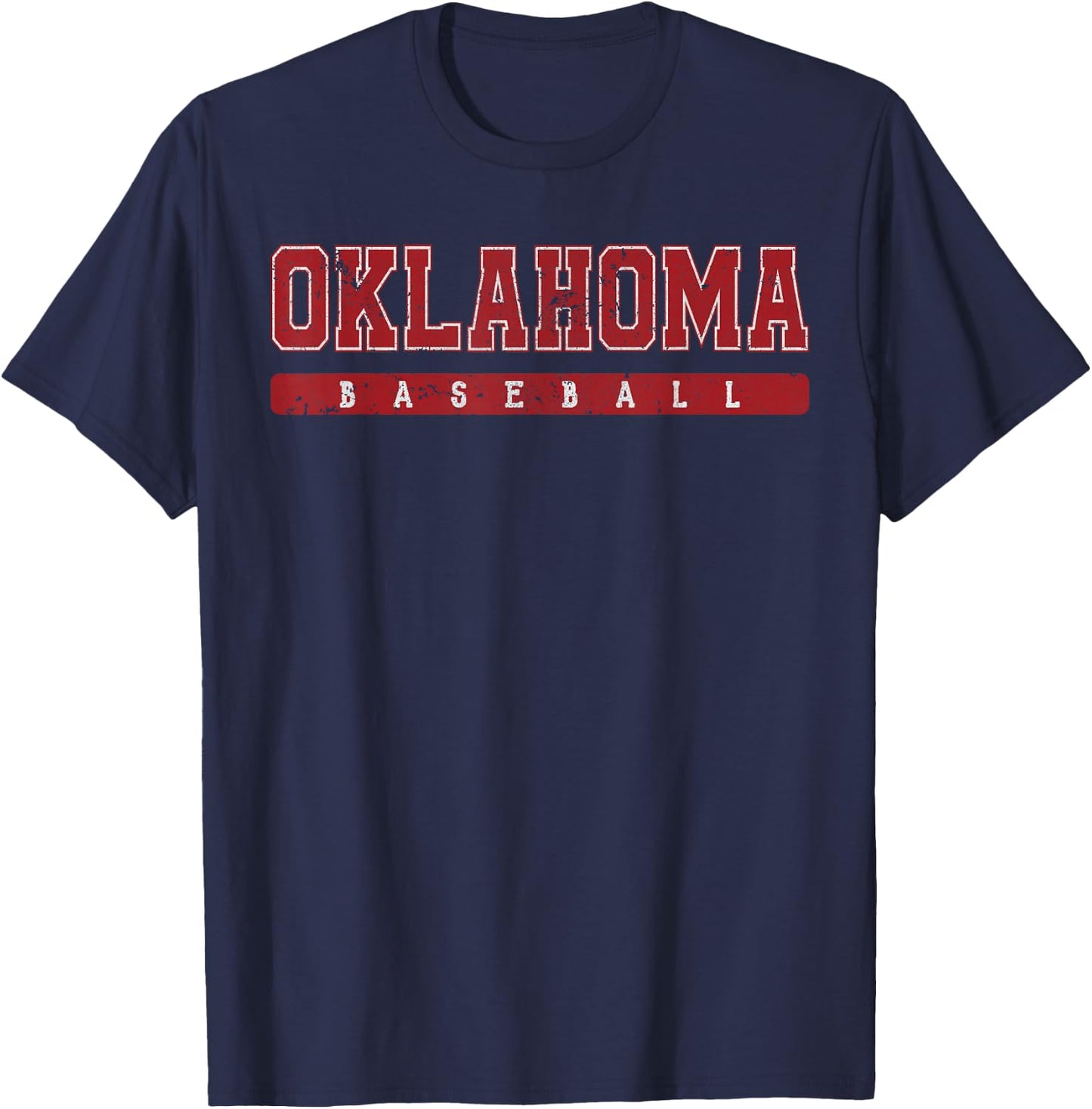 Oklahoma Baseball Red Vintage Text T-Shirt - T-Shirt | Navy
