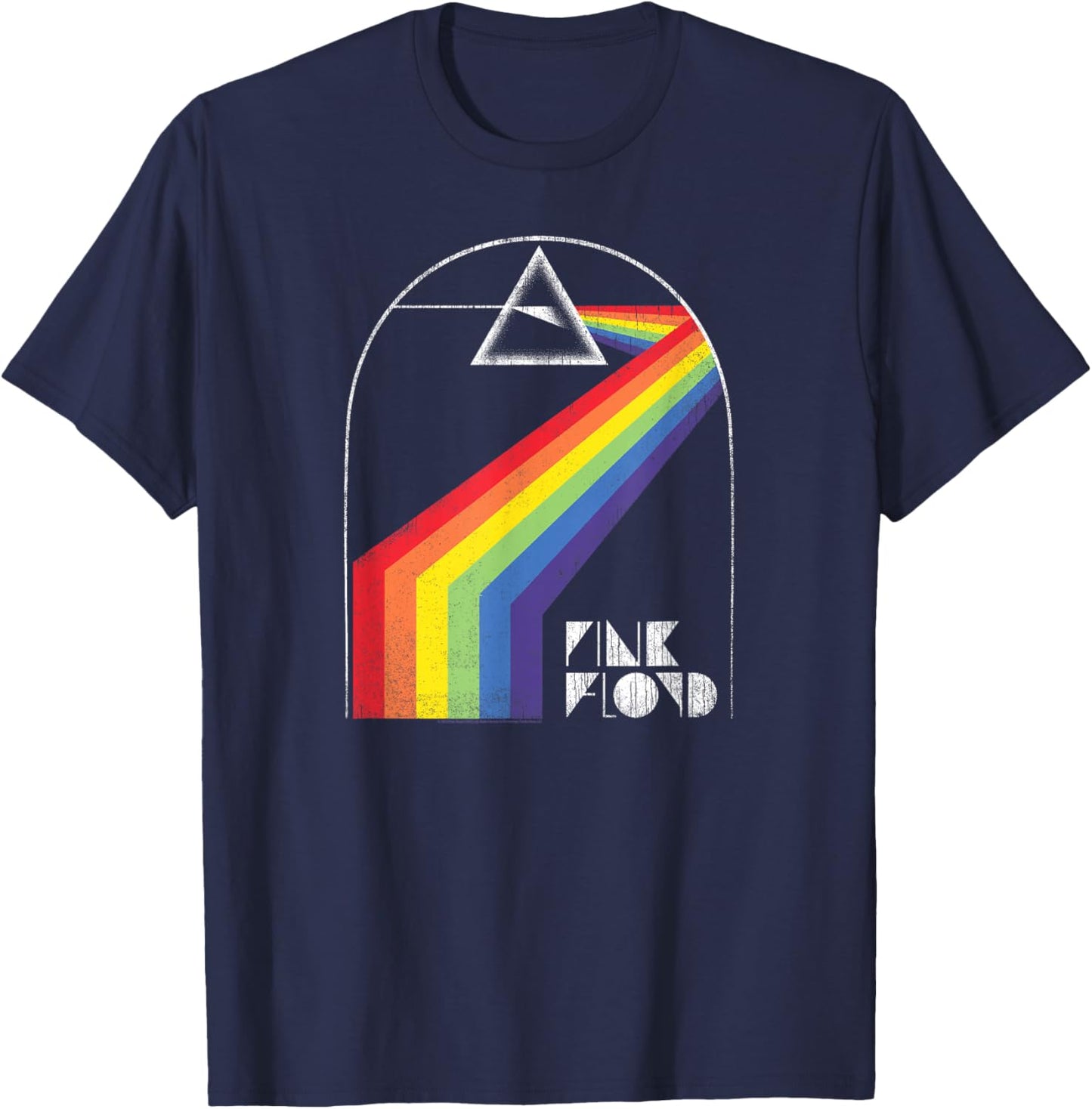 Pink Floyd Distressed Dark Side Yellow Brick Road T-Shirt - T-Shirt | Navy