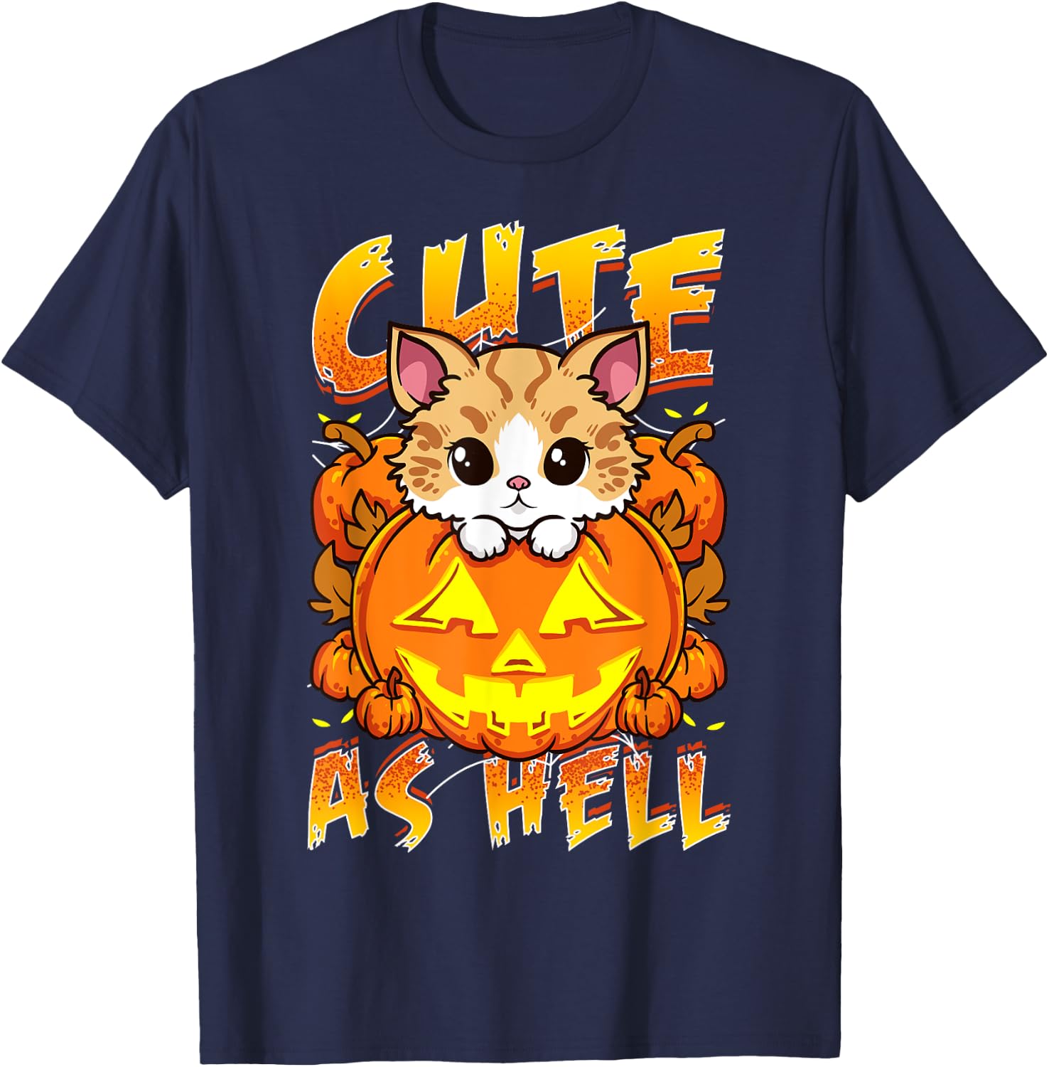 Cute as Hell Cat Lovers Halloween T-Shirt - T-Shirt | Navy