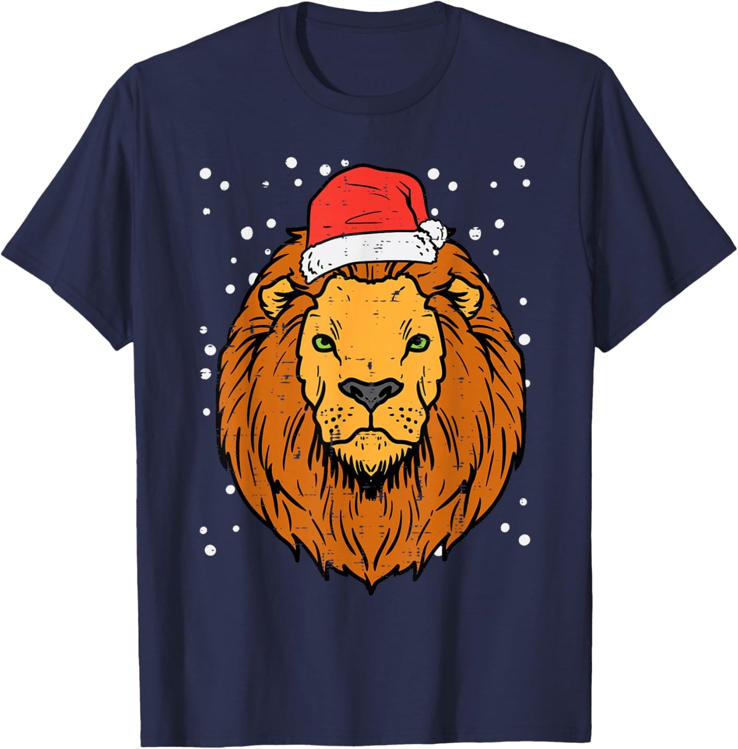 Christmas Lion Santa Animal Xmas Men Women Boys Girls Kids T-Shirt - T-Shirt | Navy