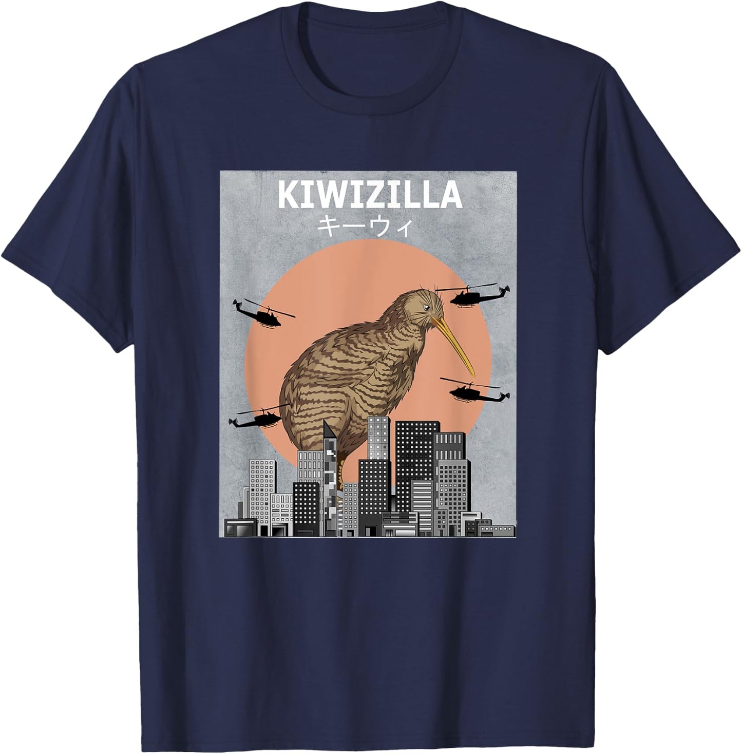 Kiwizilla Kiwi Bird Funny Birding T-Shirt - T-Shirt | Navy
