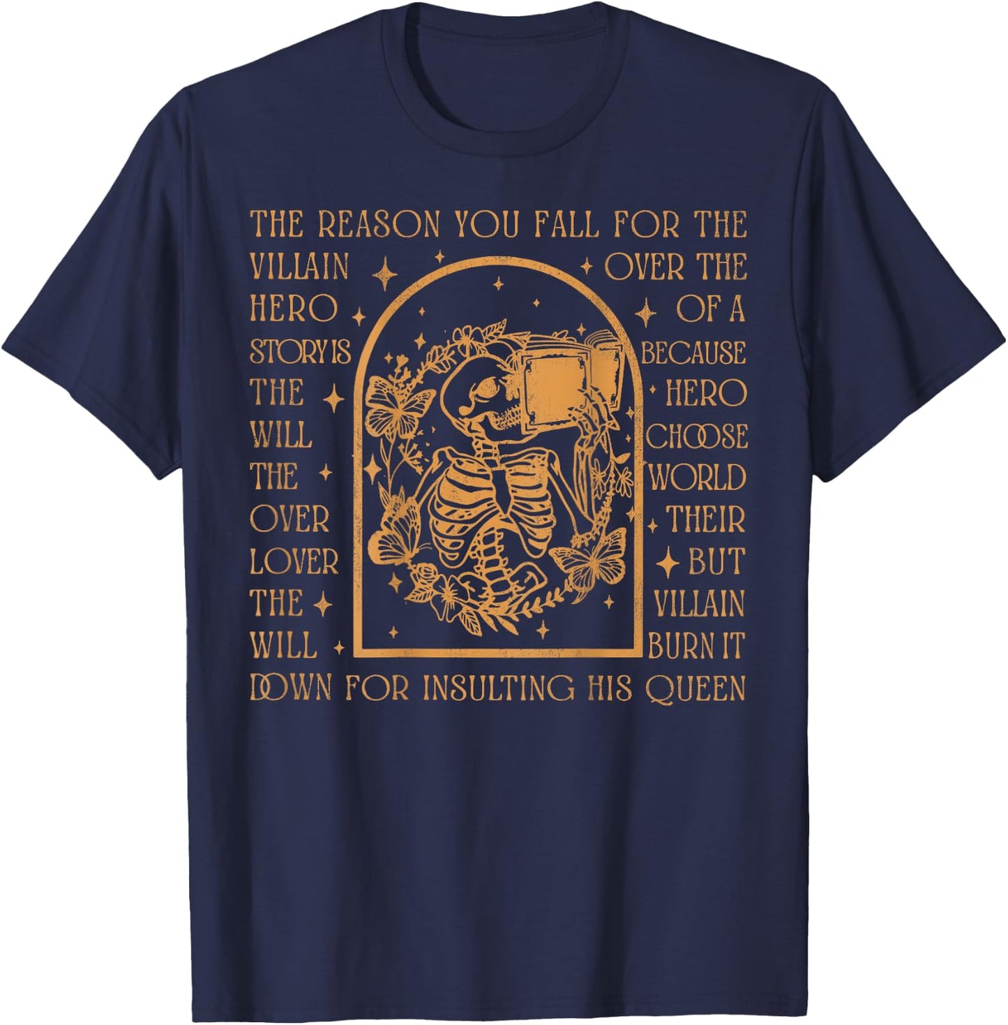Villain Dark Romance Book, Bookish , Book Lover (Back) T-Shirt - T-Shirt | Navy
