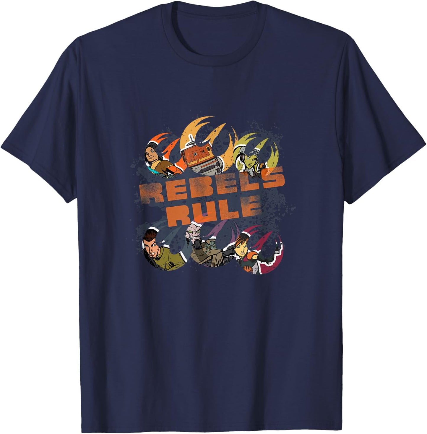 Star Wars Rebels Distressed Characters Showcases Logo T-Shirt - T-Shirt | Navy