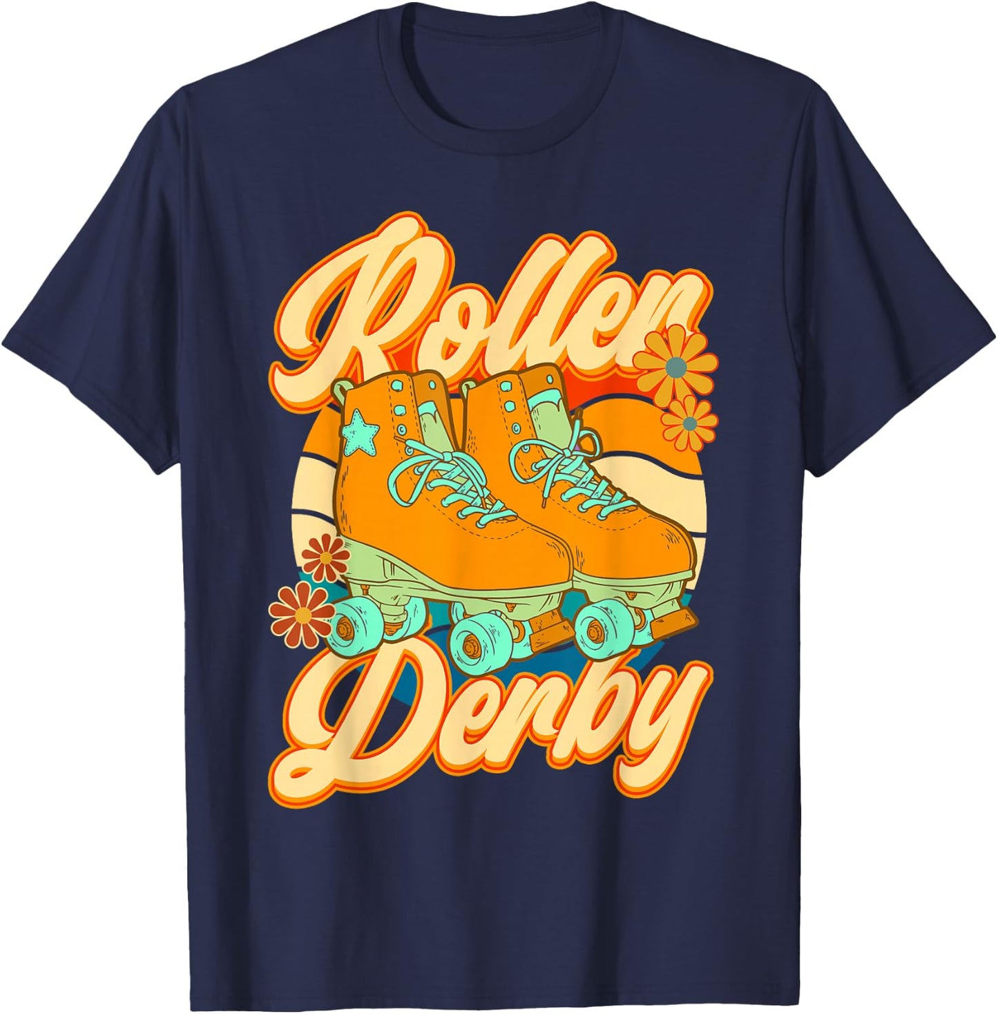 Roller Skating Roller Derby Skate Girl 70s Retro T-Shirt - T-Shirt | Navy
