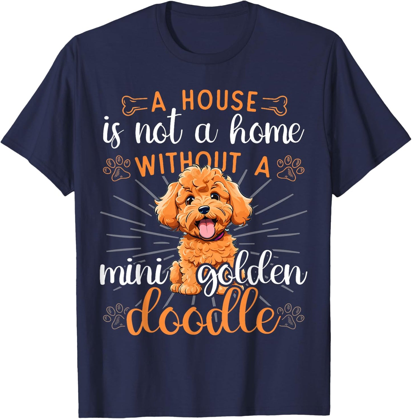 Mini Goldendoodle Dad Collar Sayings Mini Golden Doodle T-Shirt - T-Shirt | Navy