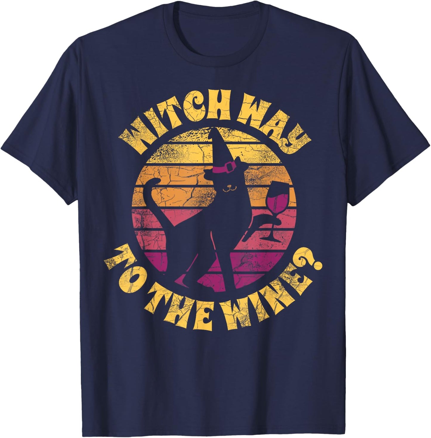 Funny Witch Way To The Wine T-Shirt - T-Shirt | Navy
