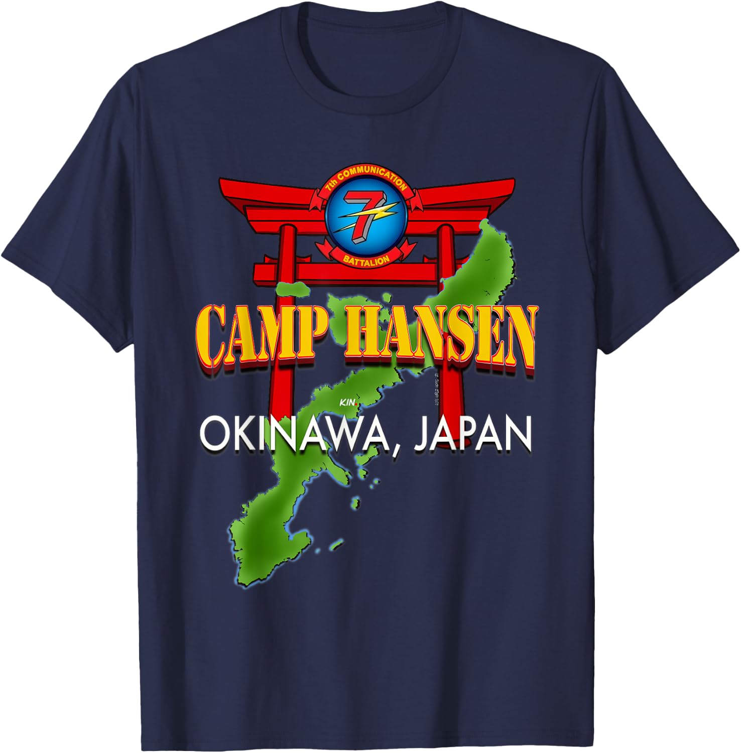 7th Communication Battalion Camp Hansen Okinawa Japan T-Shirt - T-Shirt | Navy