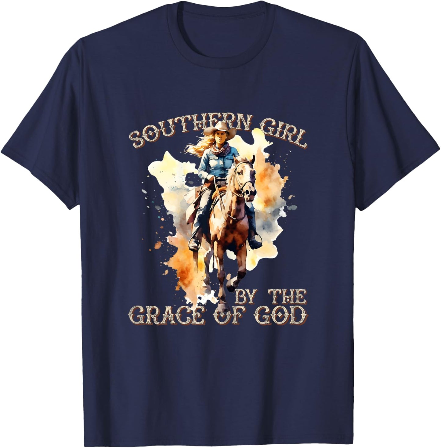 Southern Girl by the Grace God Christian Rural Lifestyle T-Shirt - T-Shirt | Navy