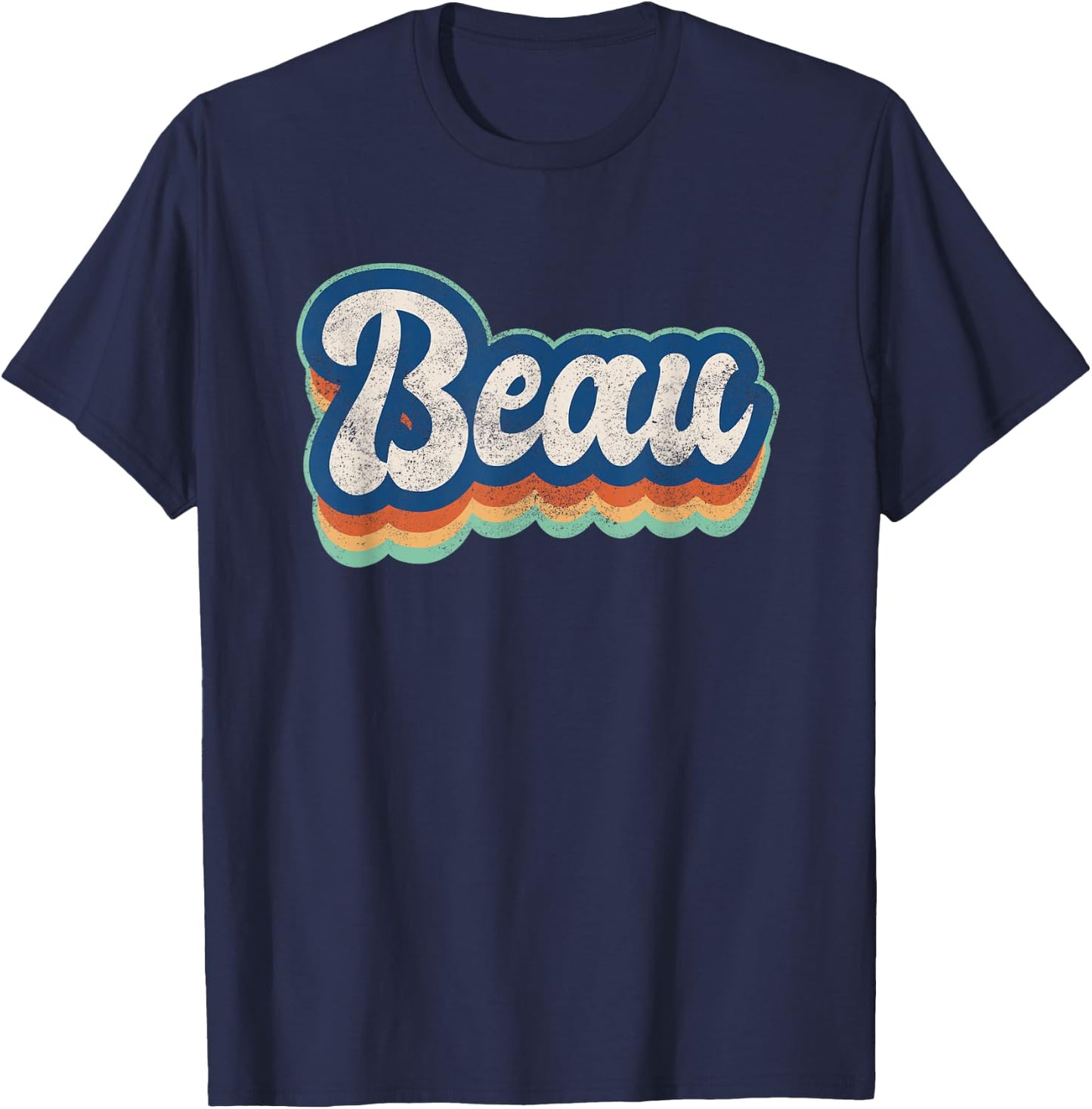 Beau First Name Boy Vintage Style 70s 80s Personalized T-Shirt - T-Shirt | Navy