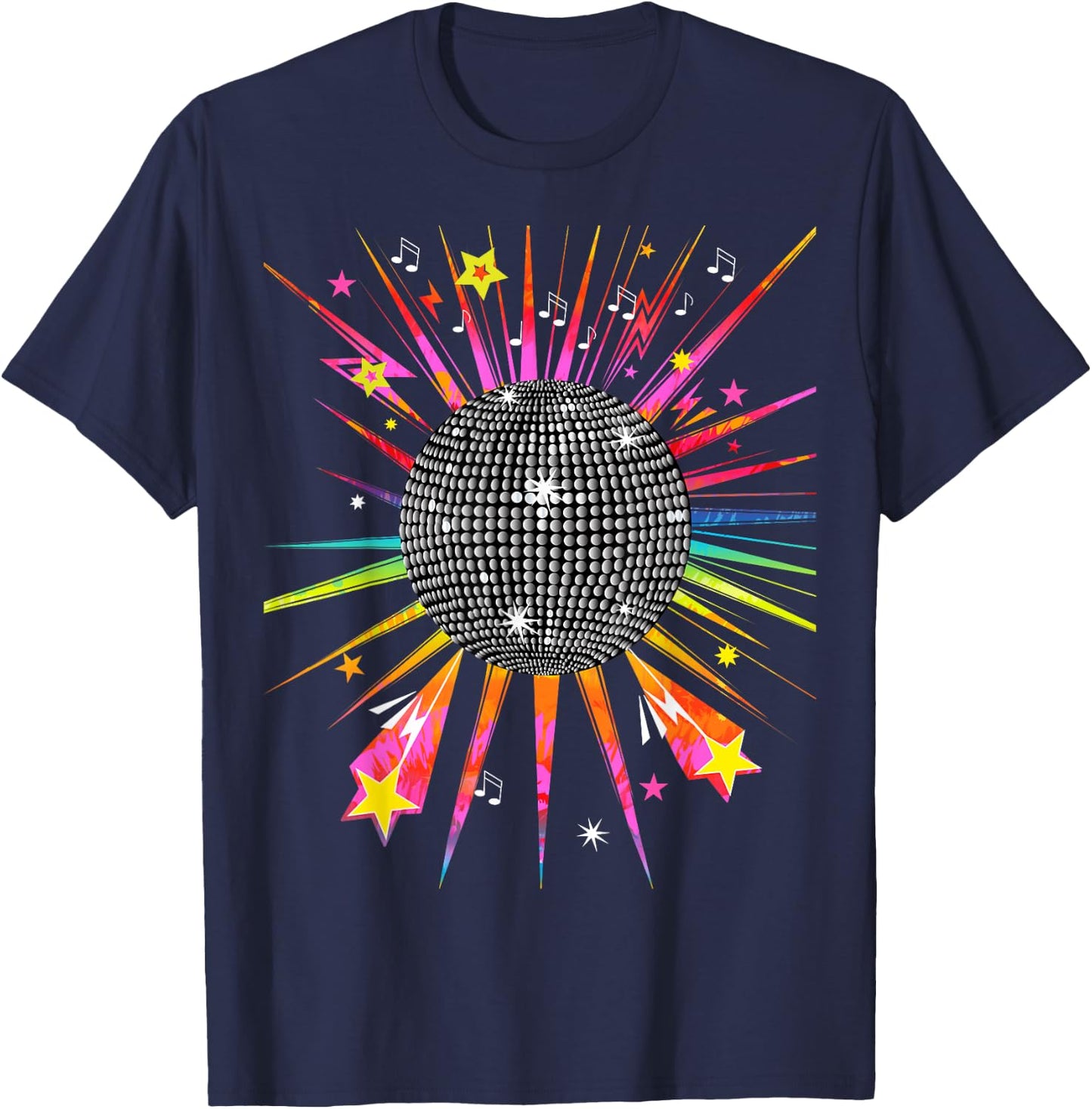 Little Hell's Kitchen Studio Disco Ball 1970's Tie Dye Vintage Retro Dance Party Costume , Black T-Shirt - T-Shirt | Navy