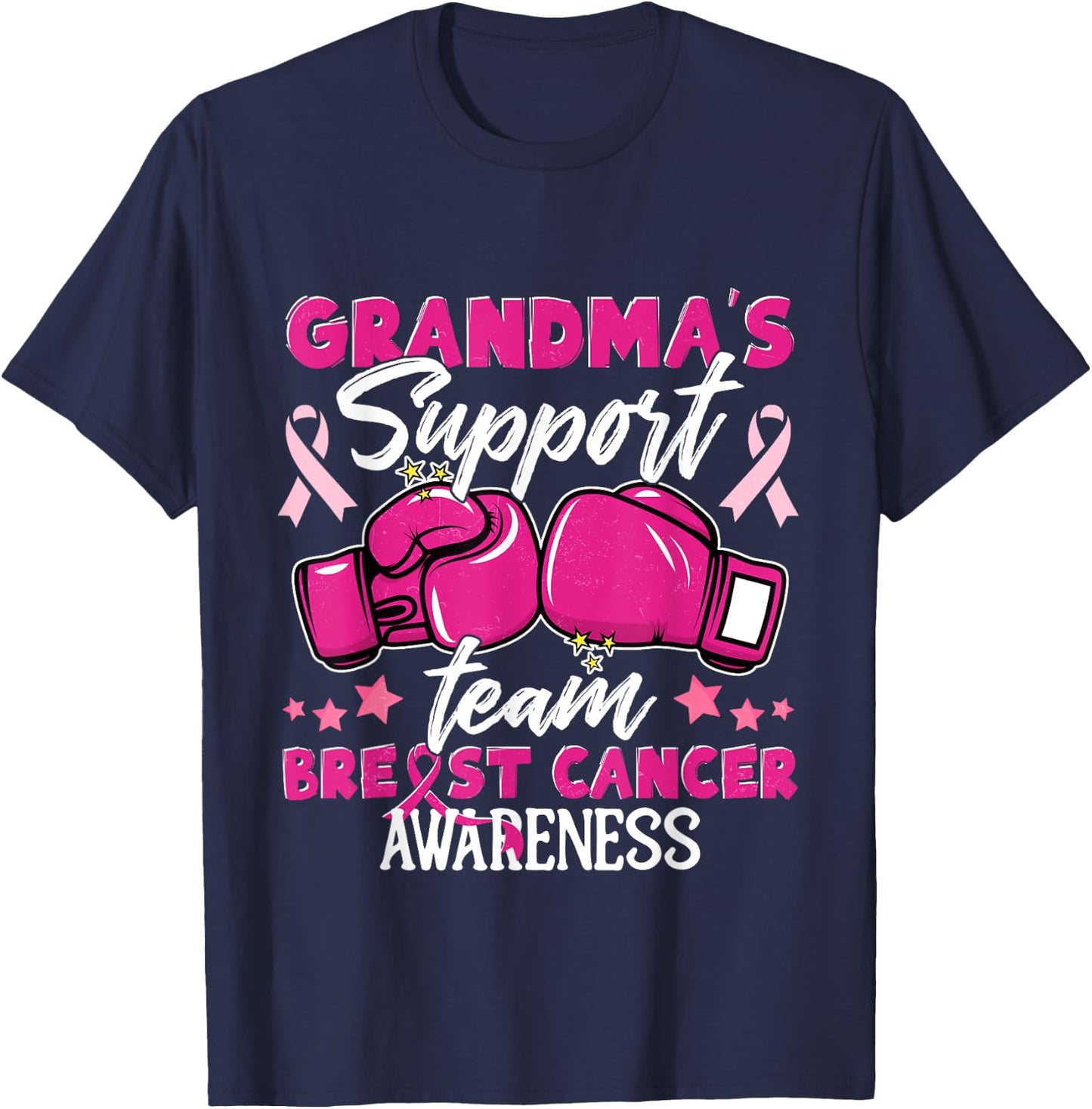 Grandma's Support Team Breast Cancer Awareness Support Squad T-Shirt - T-Shirt | Navy