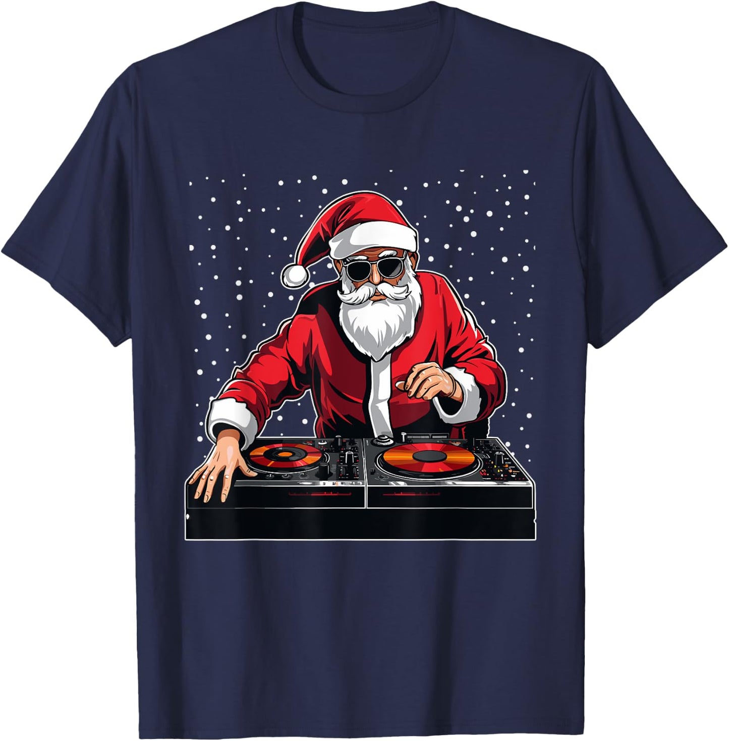 Dj Santa Singing Christmas Pajama Disc Jockey Music Lover T-Shirt - T-Shirt | Navy
