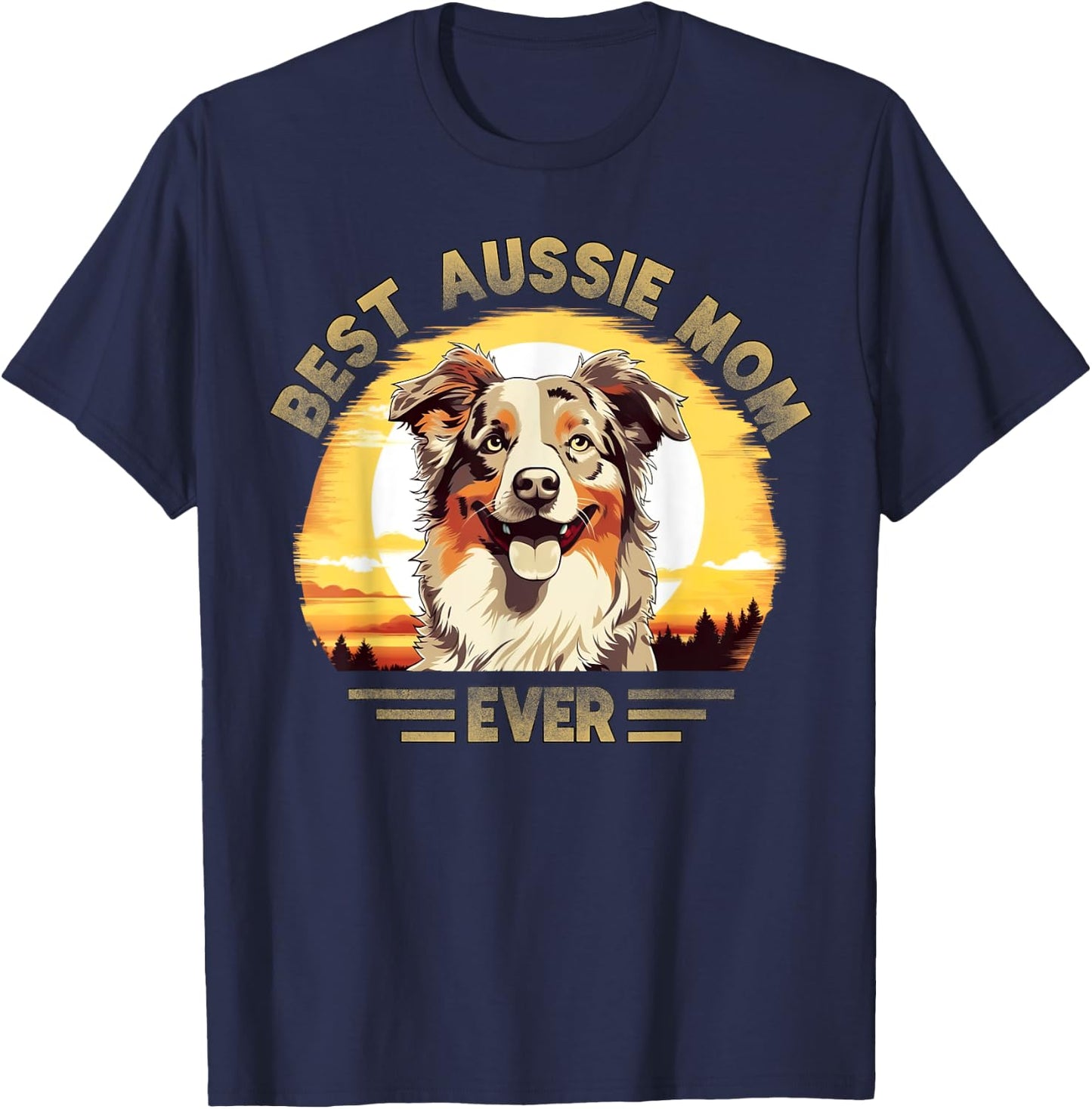 Aussie Mom Australian Shepherd T-Shirt - T-Shirt | Navy