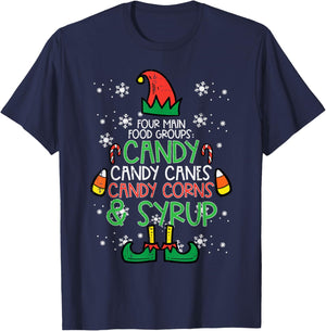 Christmas Food Groups Funny Xmas Candy Cane Men Women Kids T-Shirt - T-Shirt | Navy