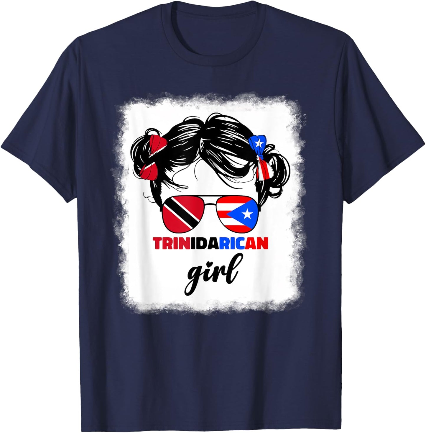 Trinidad And Puerto Rican Rico Flag Trinidadian Kids Girls T-Shirt - T-Shirt | Navy