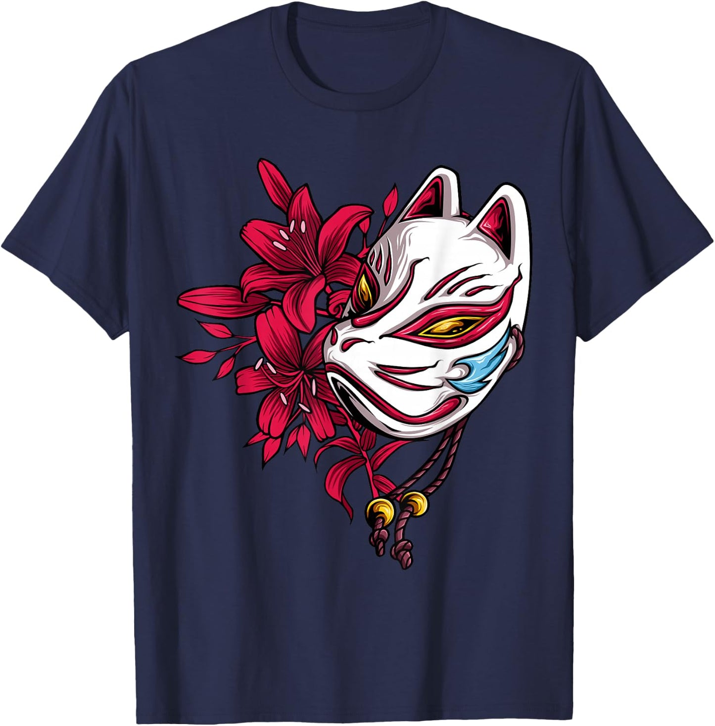 Kitsune the Japanese Nine Tailed Fox T-Shirt - T-Shirt | Navy