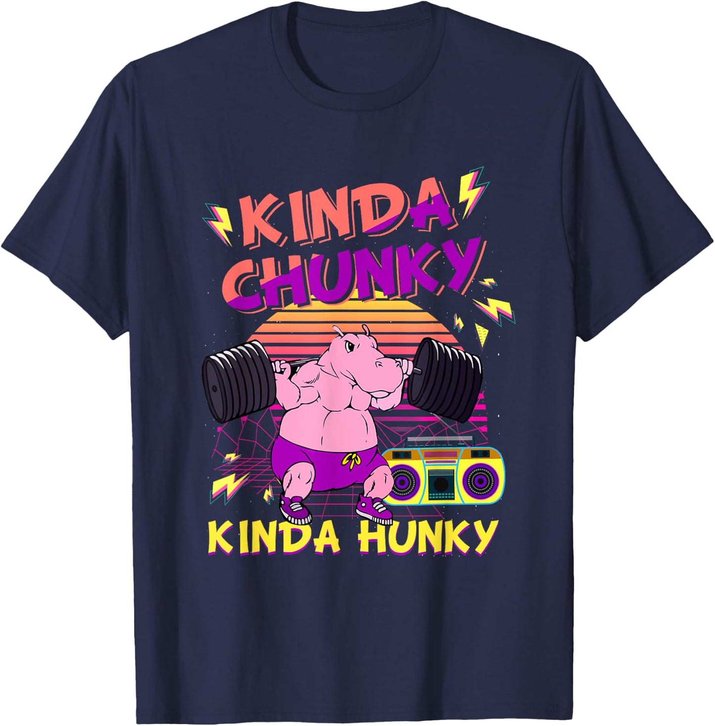 Kinda Chunky & Kinda Hunky Bodybuilding Gym Fitness T-Shirt - T-Shirt | Navy