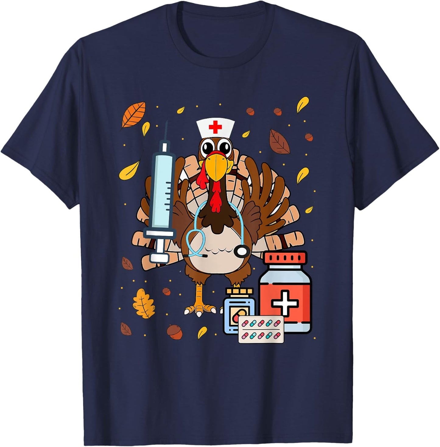 Nurse Thanksgiving Gifts Thanksgiving Nurse Life T-Shirt - T-Shirt | Navy