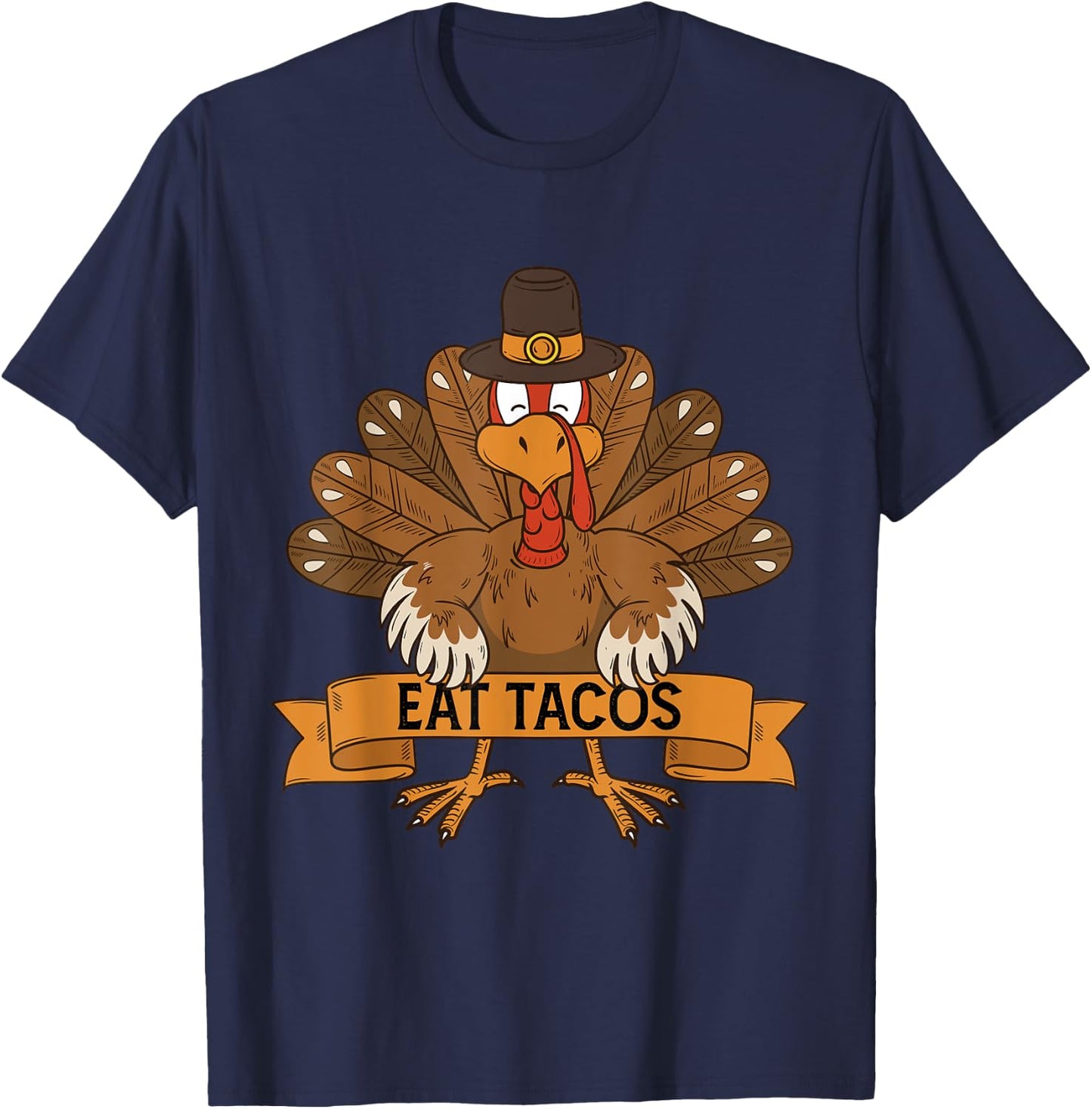 Turkey Eat Taco Adult Vegan Kids Funny Thanksgiving T-Shirt - T-Shirt | Navy