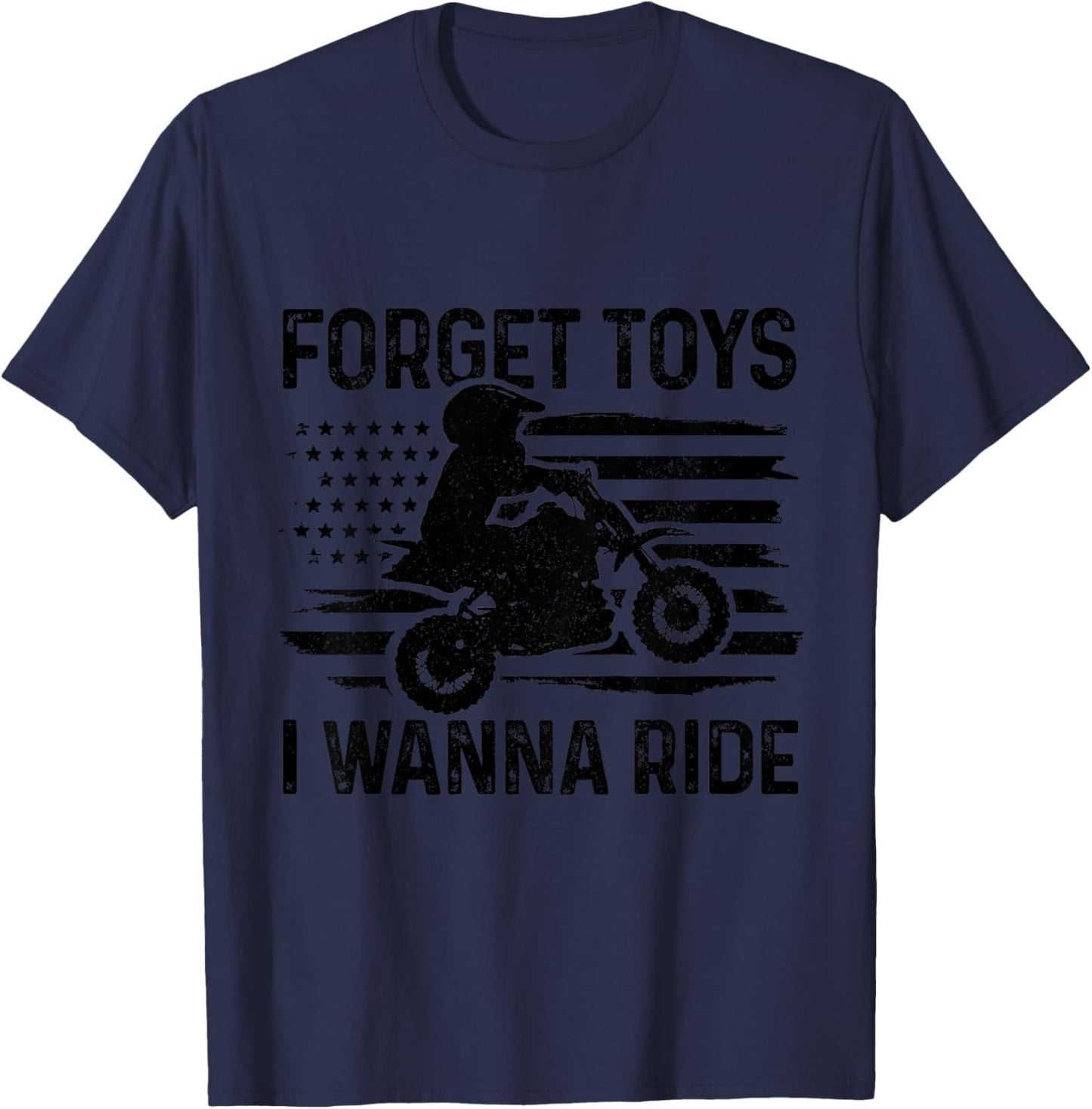 Kids Forget Toys I Wanna Ride Motocross Dirt Bike Boys MX Racing T-Shirt - T-Shirt | Navy
