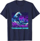 Great Wave Vaporwave "Tsunami Zone" Synthwave Tidal Wave T-Shirt - T-Shirt | Navy
