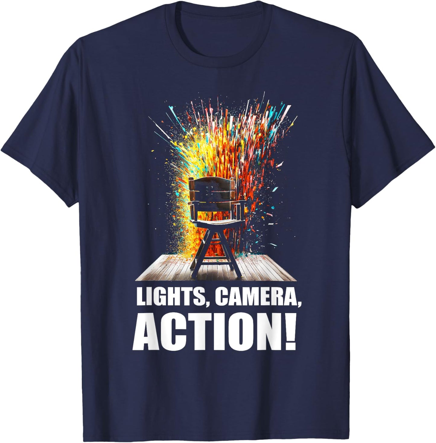 Lights Camera Action Movie Director Movie Clapper Board T-Shirt - T-Shirt | Navy