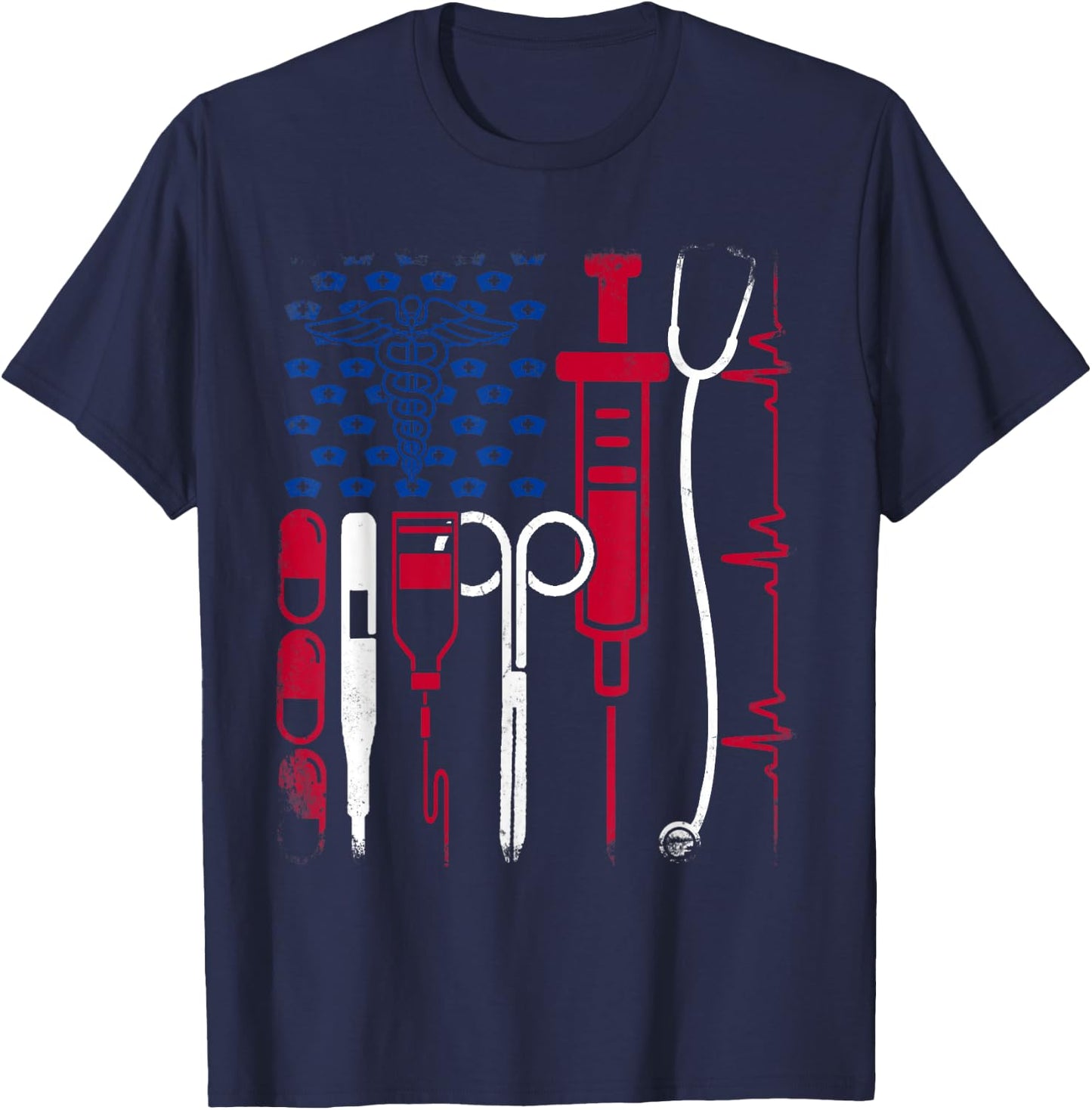 Nurse Tool American Flag Pride 4th Of July Proud Nurse T-Shirt - T-Shirt | Navy
