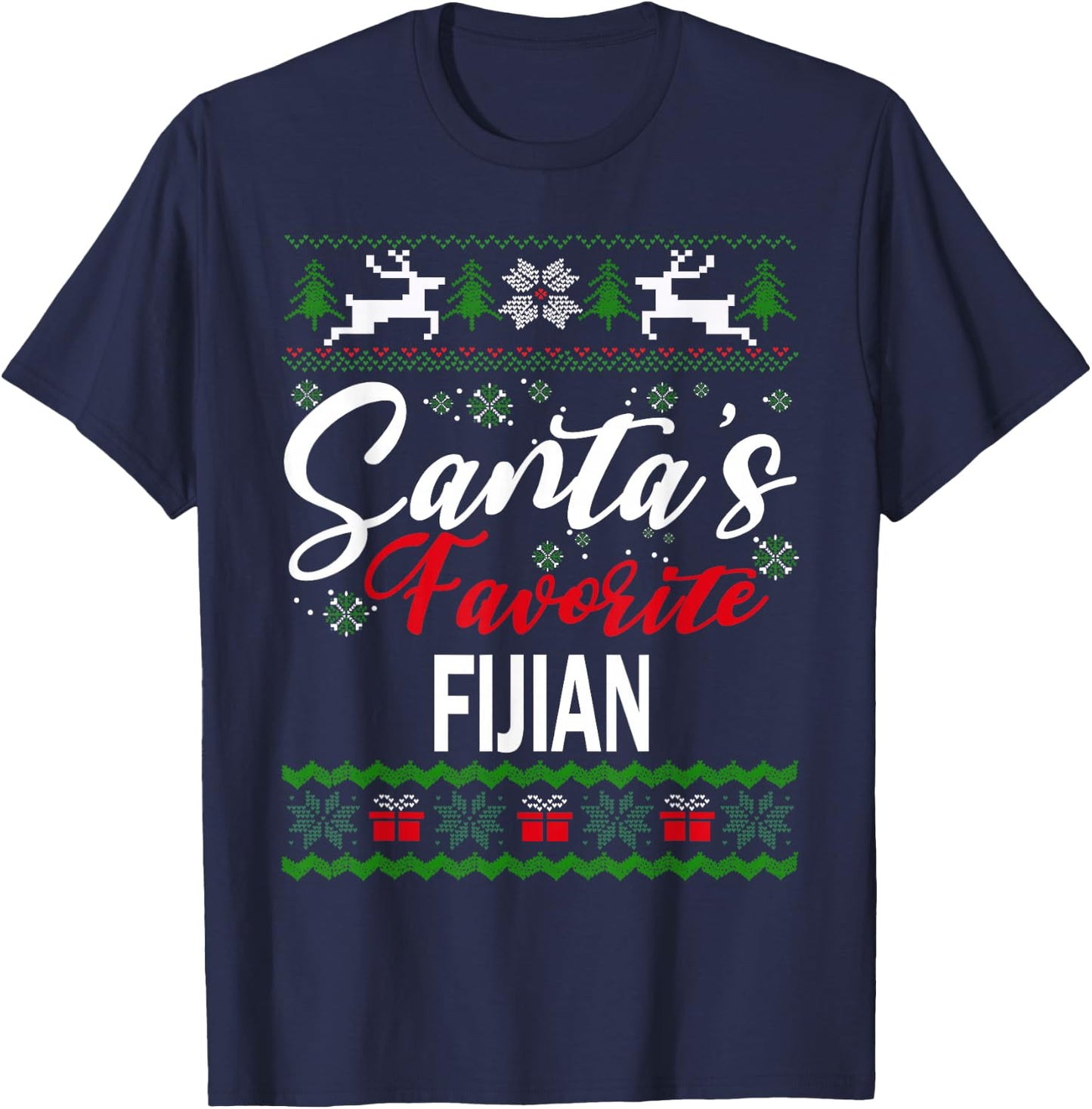 Santas Favorite Fijian Fiji Christmas Ugly Sweater T-Shirt - T-Shirt | Navy