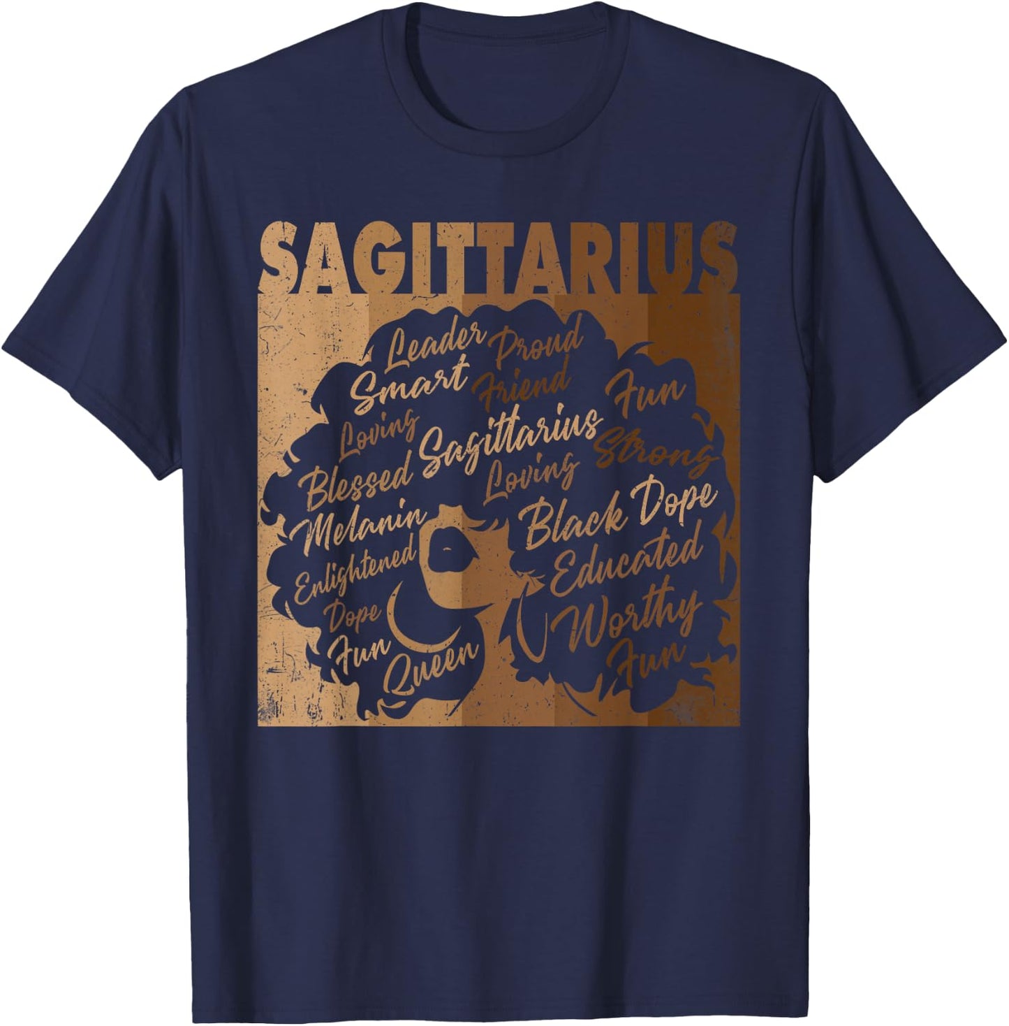 Sagittarius Girl African American Women Melanin Birthday T-Shirt - T-Shirt | Navy