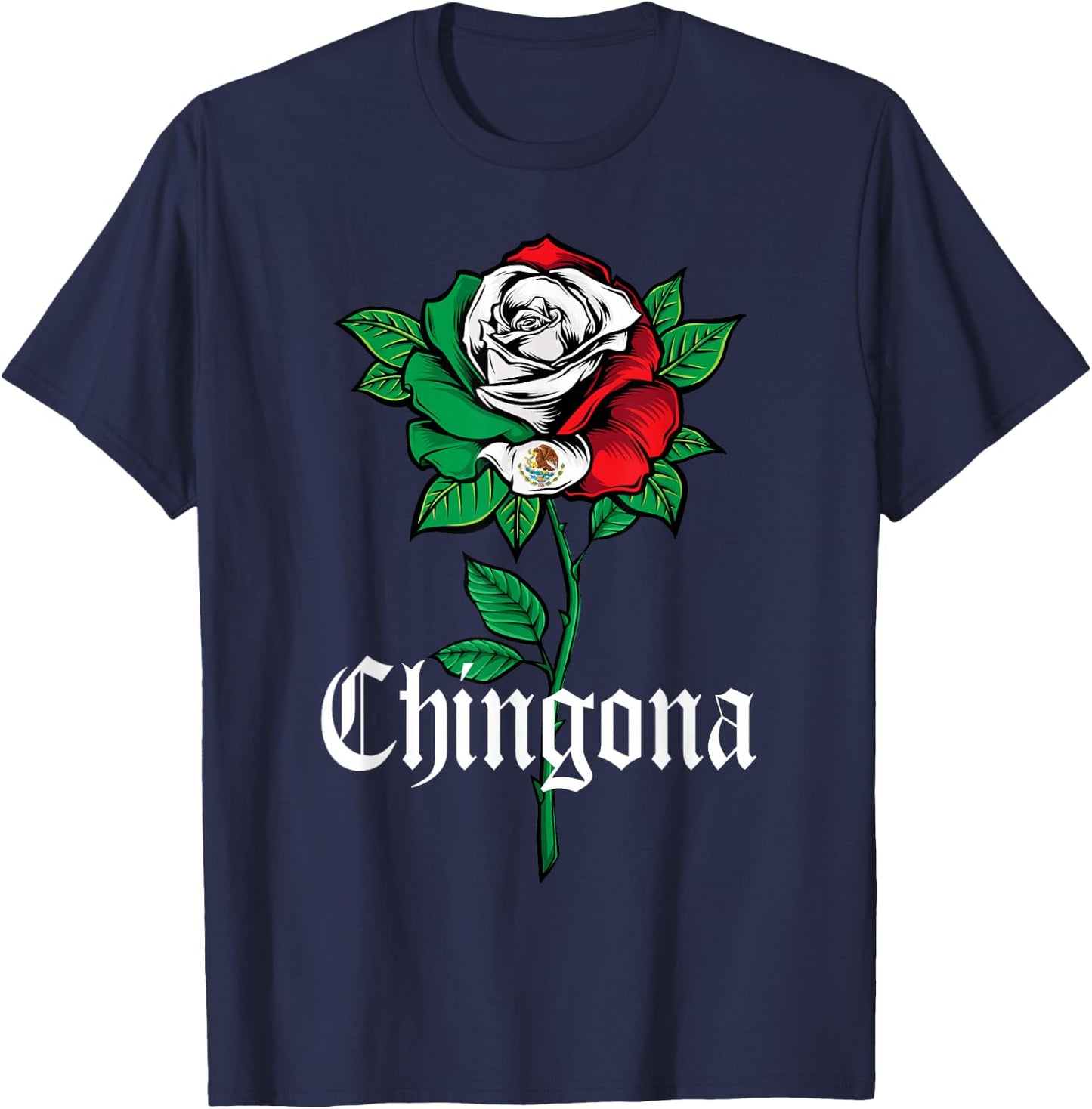 Chingona Shirt Women Girl Teen Mexico Mexican American Flag T-Shirt - T-Shirt | Navy