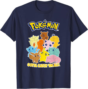 Pokémon Group Shot Gotta Catch 'Em All Cute Poster T-Shirt - T-Shirt | Navy