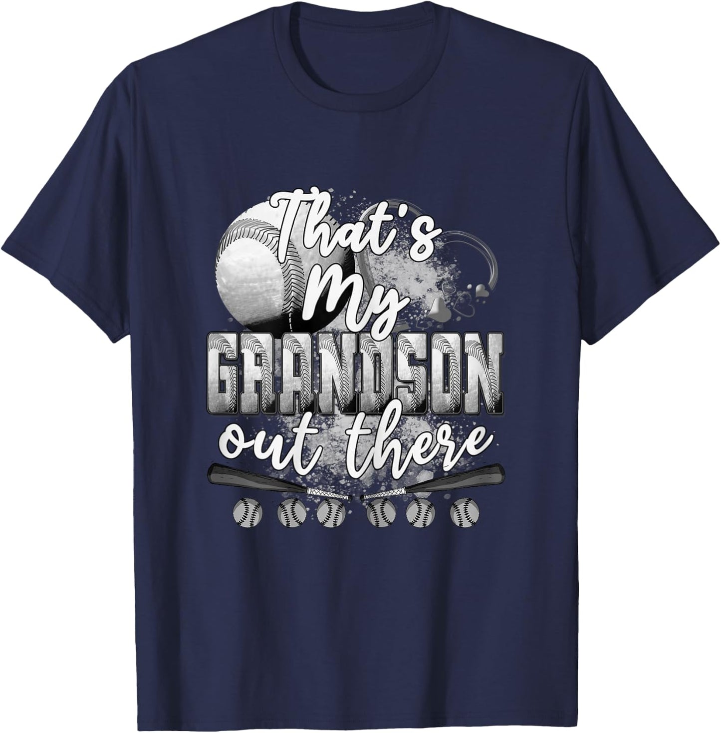 That's My Grandson Out There Gifts Women Baseball Grandma T-Shirt - T-Shirt | Navy