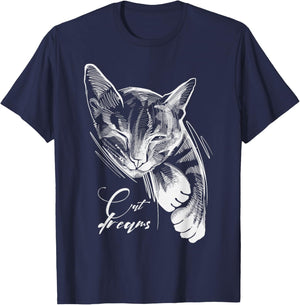 Sleeping Cat Dreams T-Shirt - T-Shirt | Navy