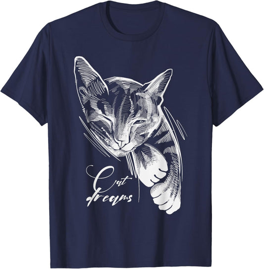 Sleeping Cat Dreams T-Shirt - T-Shirt | Navy