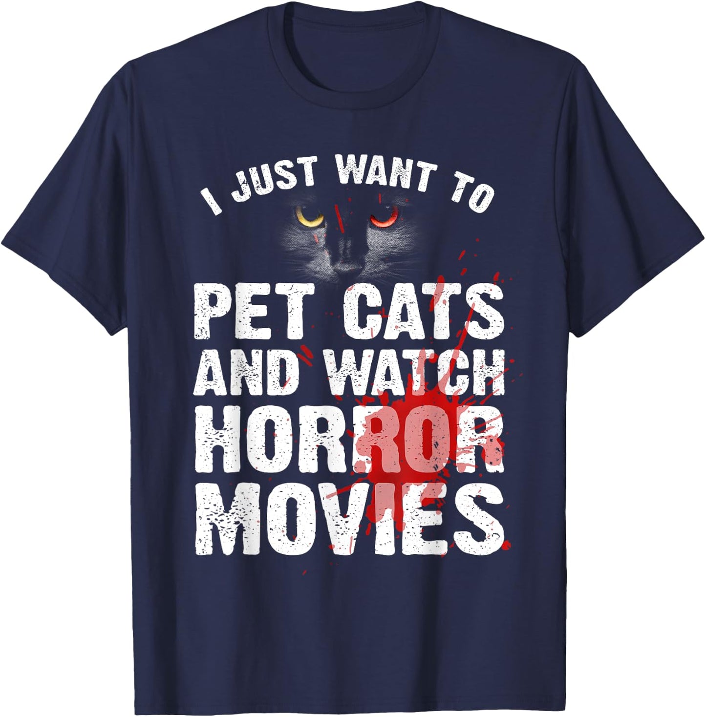 Funny Horror Movie Women Cat Lover Halloween Movie T-Shirt - T-Shirt | Navy