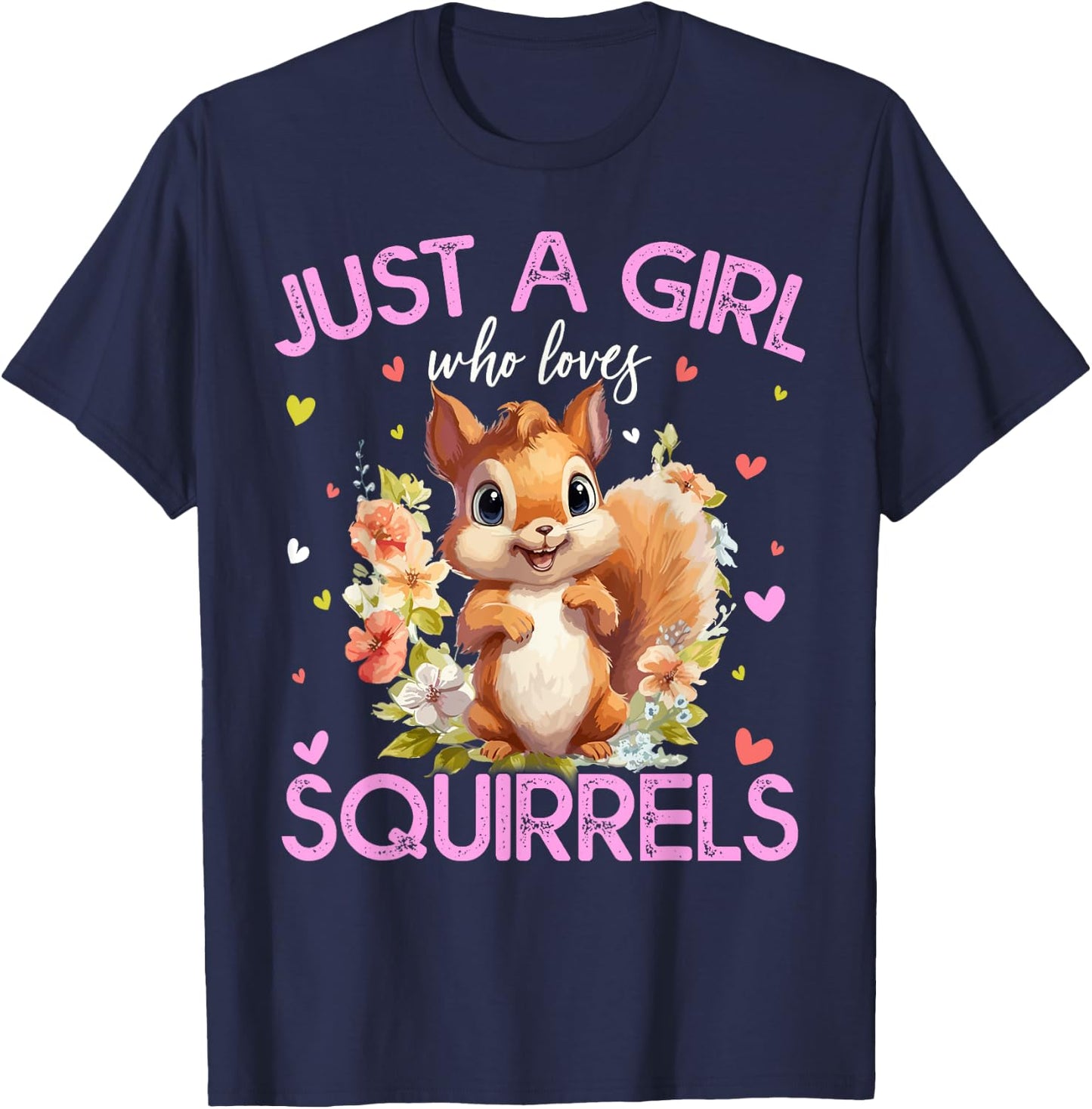 Just A Girl Who Loves Squirrels Girls T-Shirt - T-Shirt | Navy
