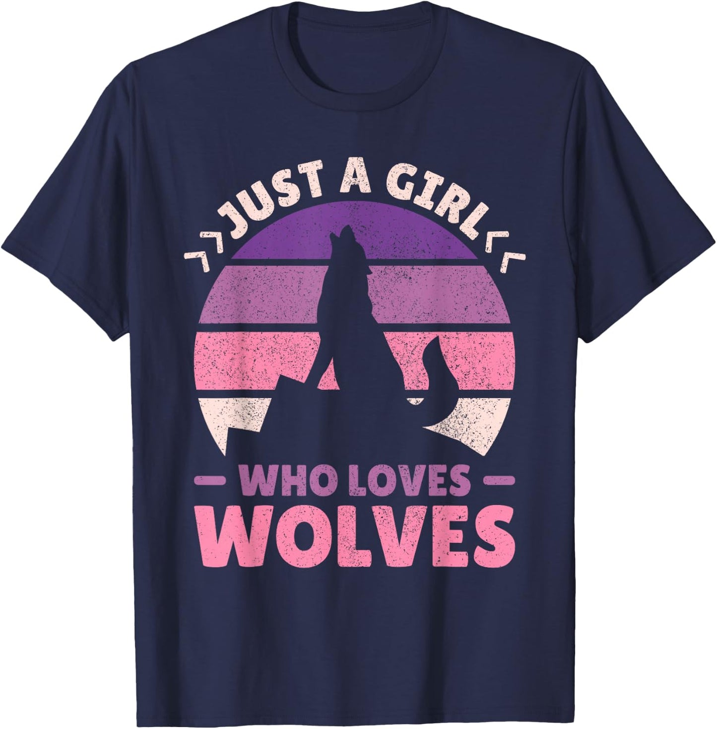 Just A Girl Who Loves Wolves Women Wolf Stuff Teen Girl Wolf T-Shirt - T-Shirt | Navy