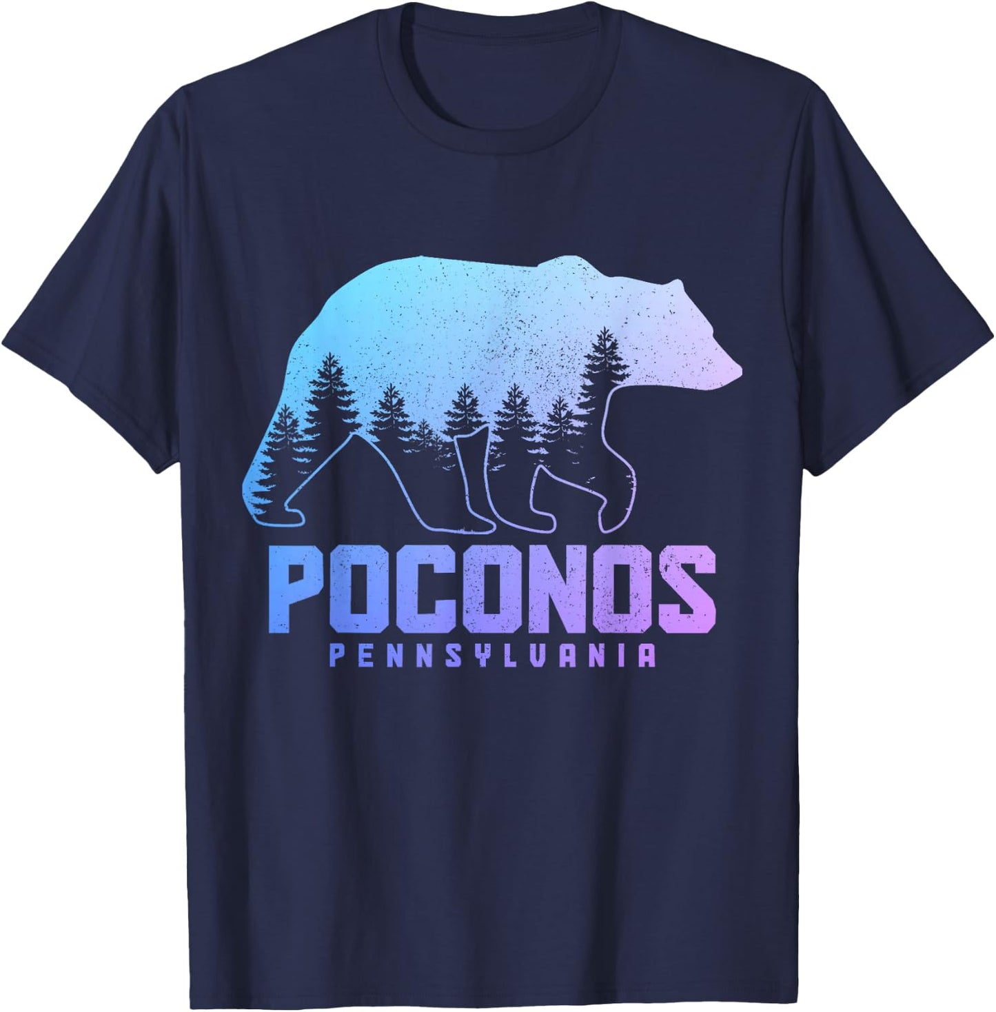 Poconos Pennsylvania Bear Hiking Vintage Pocono Mountains T-Shirt - T-Shirt | Navy