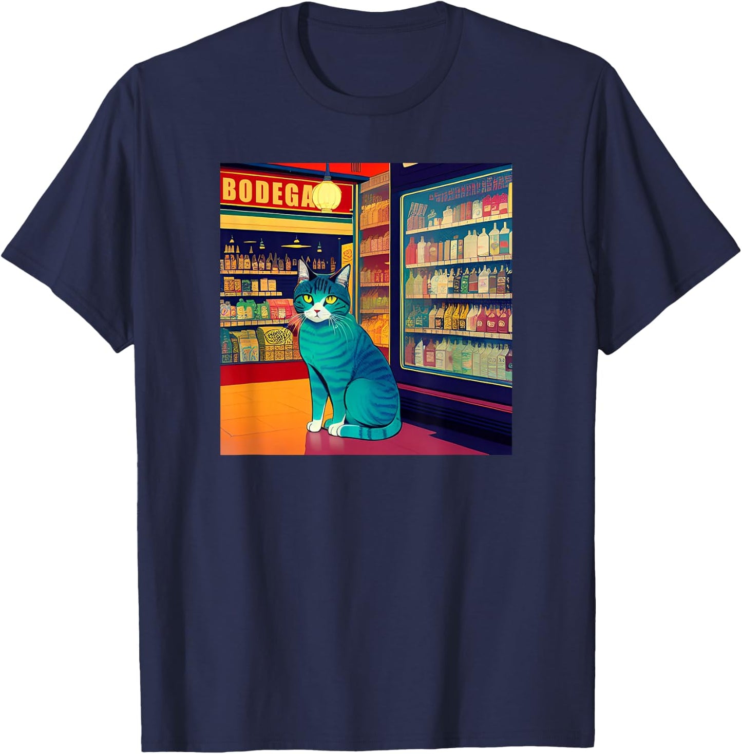 Cool Bodega Cat Meme Store Cat Men Women Kids T-Shirt - T-Shirt | Navy