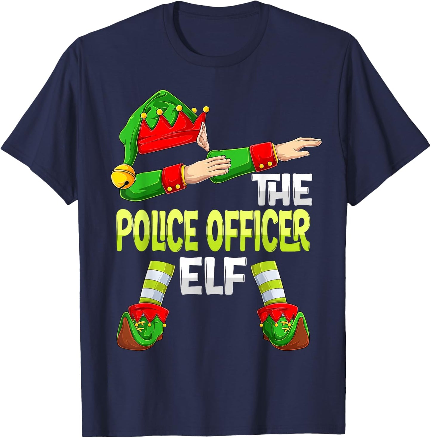 Dabbing Elf Christmas Policeman The Police Officer Elf T-Shirt - T-Shirt | Navy