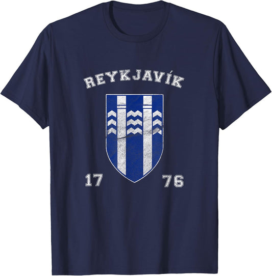Vintage Varsity Shield Reykjavik Iceland T-Shirt - T-Shirt | Navy