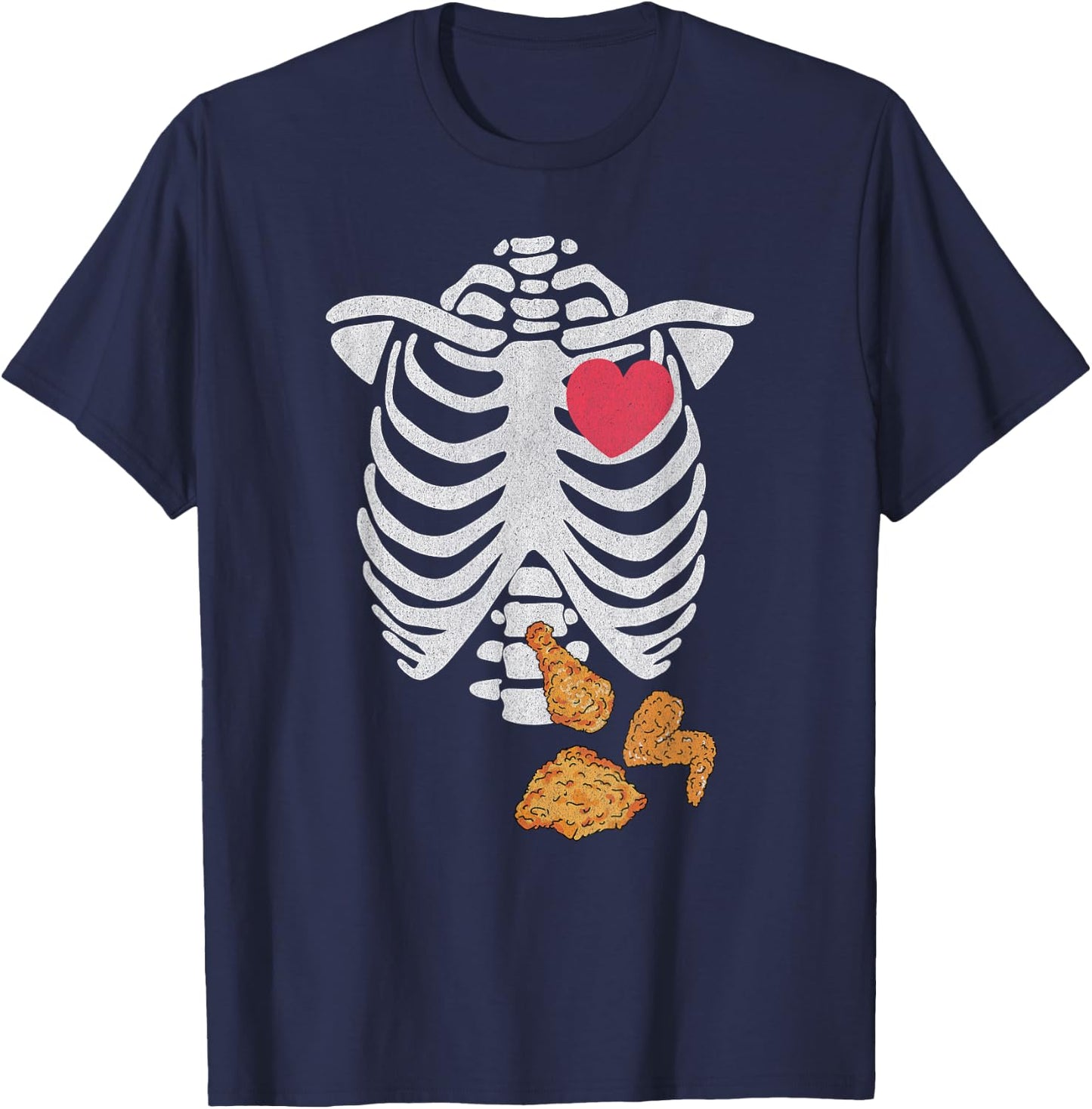 Fried Chicken Lover Halloween Skeleton Xray Costume T-Shirt - T-Shirt | Navy