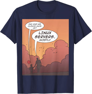 What are Clouds made of? Linux Server mostly Funny T-Shirt - T-Shirt | Navy