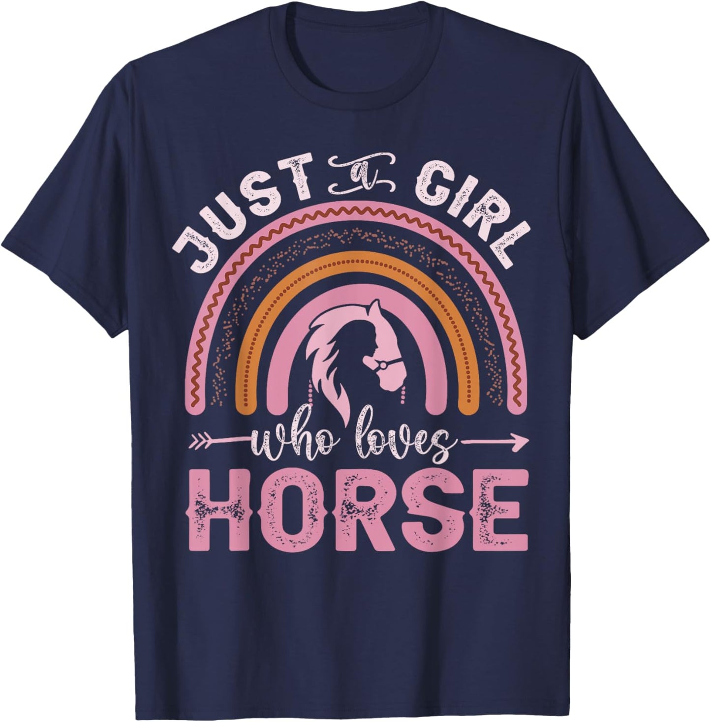 Just A Girl Who Loves Horses Riding Cute Horse Teen Women T-Shirt - T-Shirt | Navy