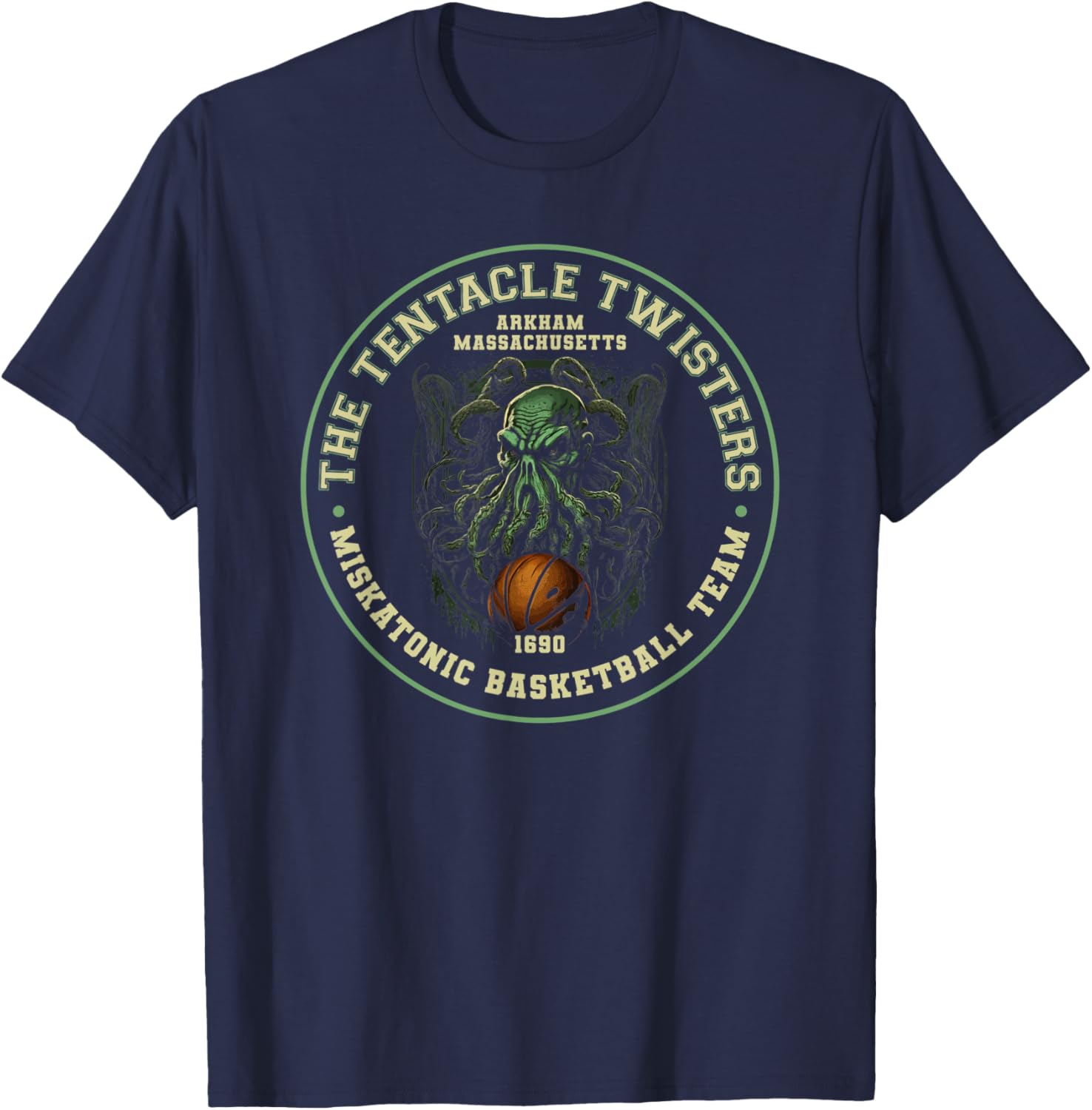 Cthulhu Miskatonic Basketball Team, Cosmic Horror Cthulhu T-Shirt - T-Shirt | Navy
